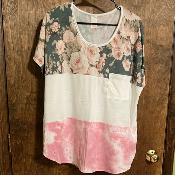 Floral and Tie-Dye Women's Top - Picture 1 of 3
